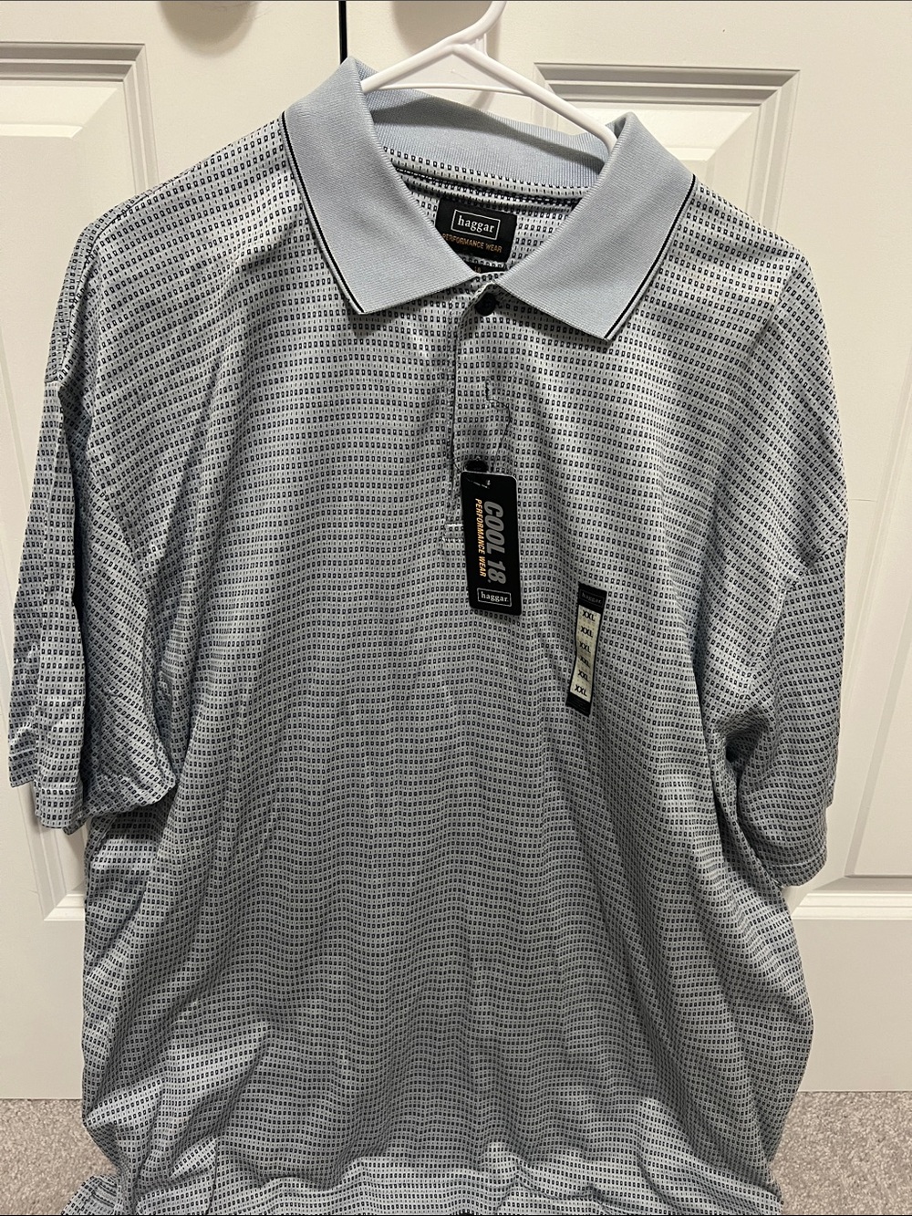 Haggar Men’s Light Blue Micro-Pattern Polo